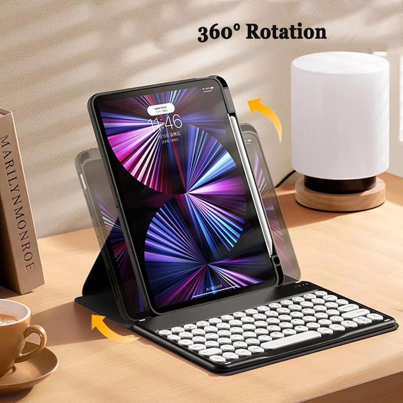 Bluetooth Keyboard for Xiaomi Pad 6S Pro 12.4 Inch 2024 6 11 5 Pro for Redmi Pad SE 11 Inch 360 Rotation Clear Acylic Case Cover