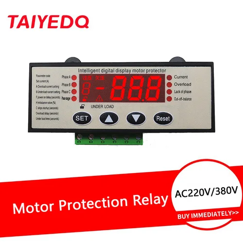 Protector integrado de Motor inteligente AC220V 380V pantalla Digital protección de secuencia de fase de sobrecarga de corriente monofásico