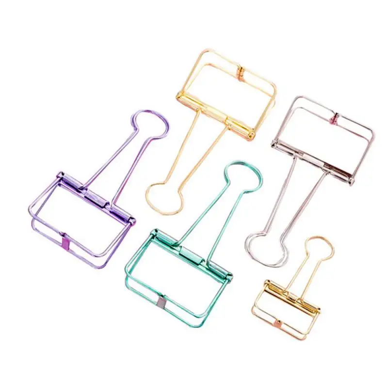 คลิปโครงกระดูกโลหะแข็งแรงและทนทานคลิปหนีบกระดาษยืดหยุ่นได้ดีรวมคลิปเล็ก5อันคลิปกลวงสำหรับสำนักงานโลหะ CLI