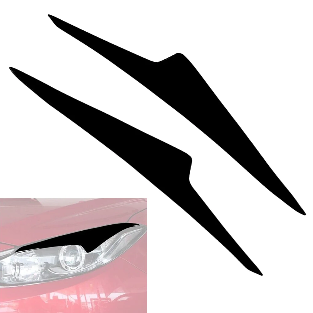 2pcs ABS Glossy Black Car Headlight Eyebrow Eyelid Cover Trim for Mazda 3 Axela 2014 2015 2016 Car Accessories