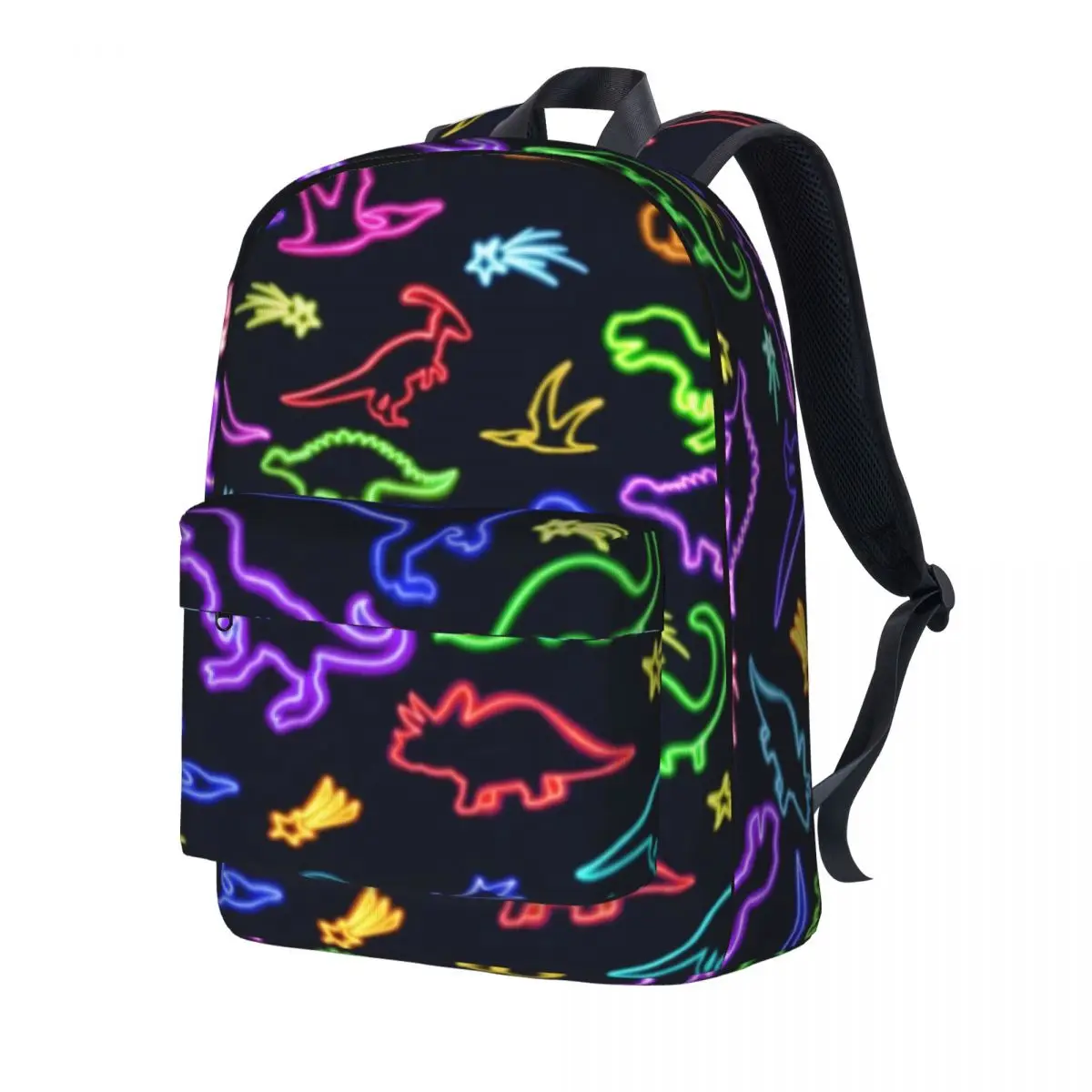 Neon Dinosaurs Capri Backpack Rainbow Dinosaur Cartoon Pinrt Leisure Backpacks Men Sport Lightweight School Bags Custom Rucksack