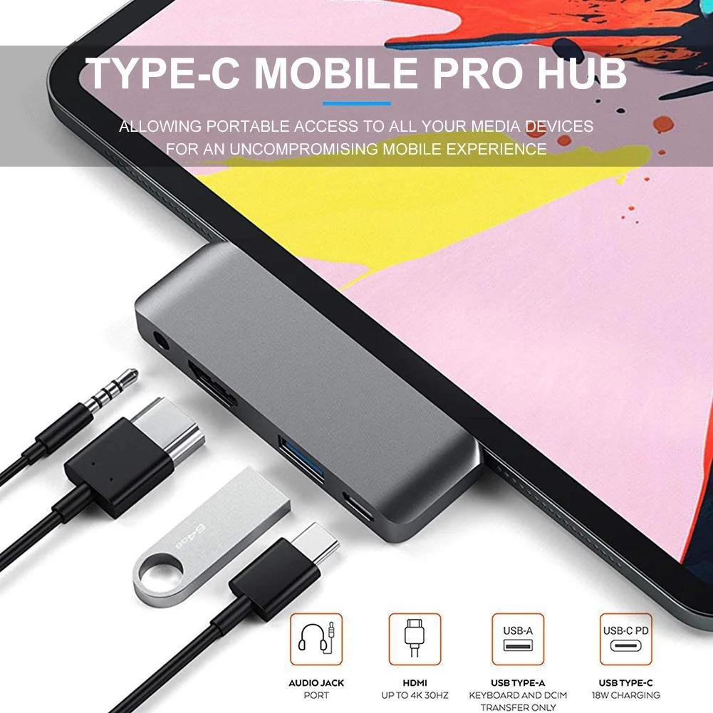 USB 3.0 Usb-c Hub Docking Station with PD Charging Type-C Hub To HDMI Adapter 4K HDMI 3.5mm Jack for MacBook Air Pro M2 M1 Chip