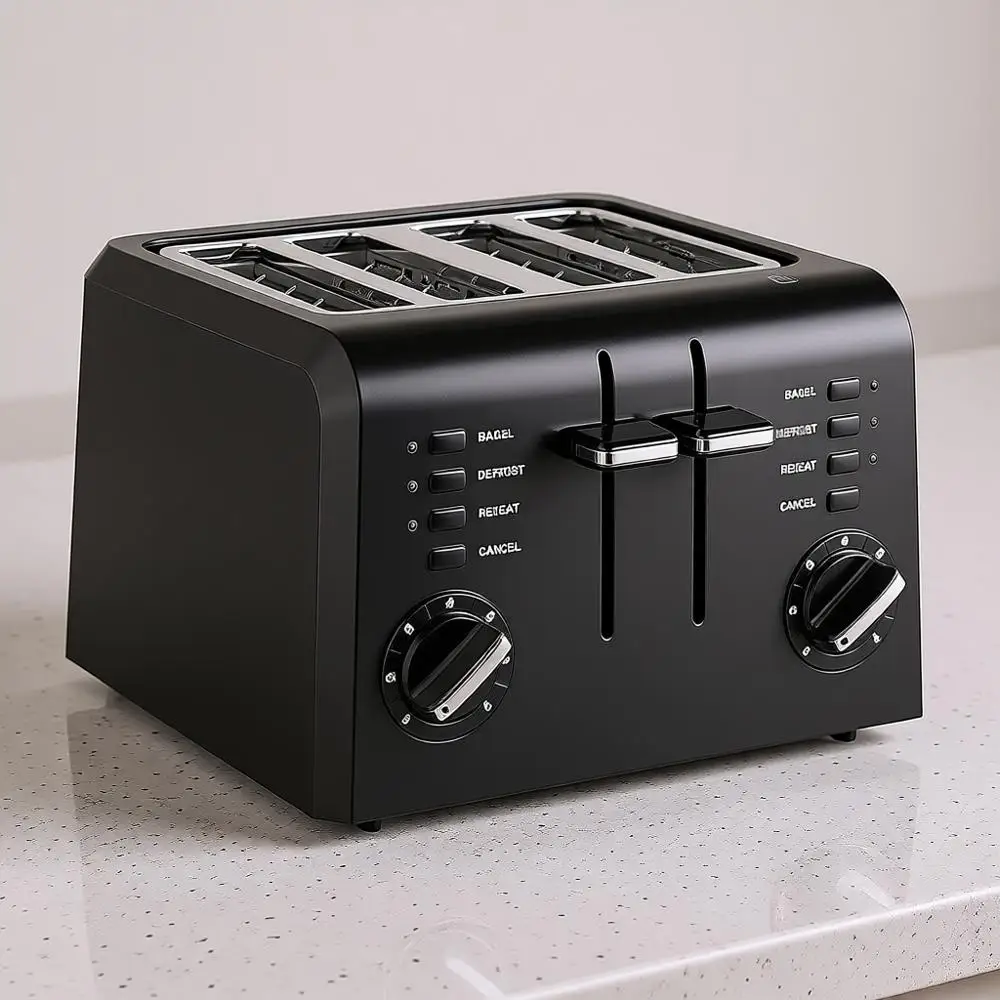 

4-Slice Compact Plastic Toaster, Black