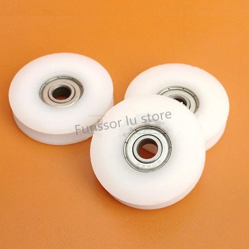 4pcs 8*46.5*10mm 608ZZ U Groove Guide Pulley Sealed Rail Ball Bearing