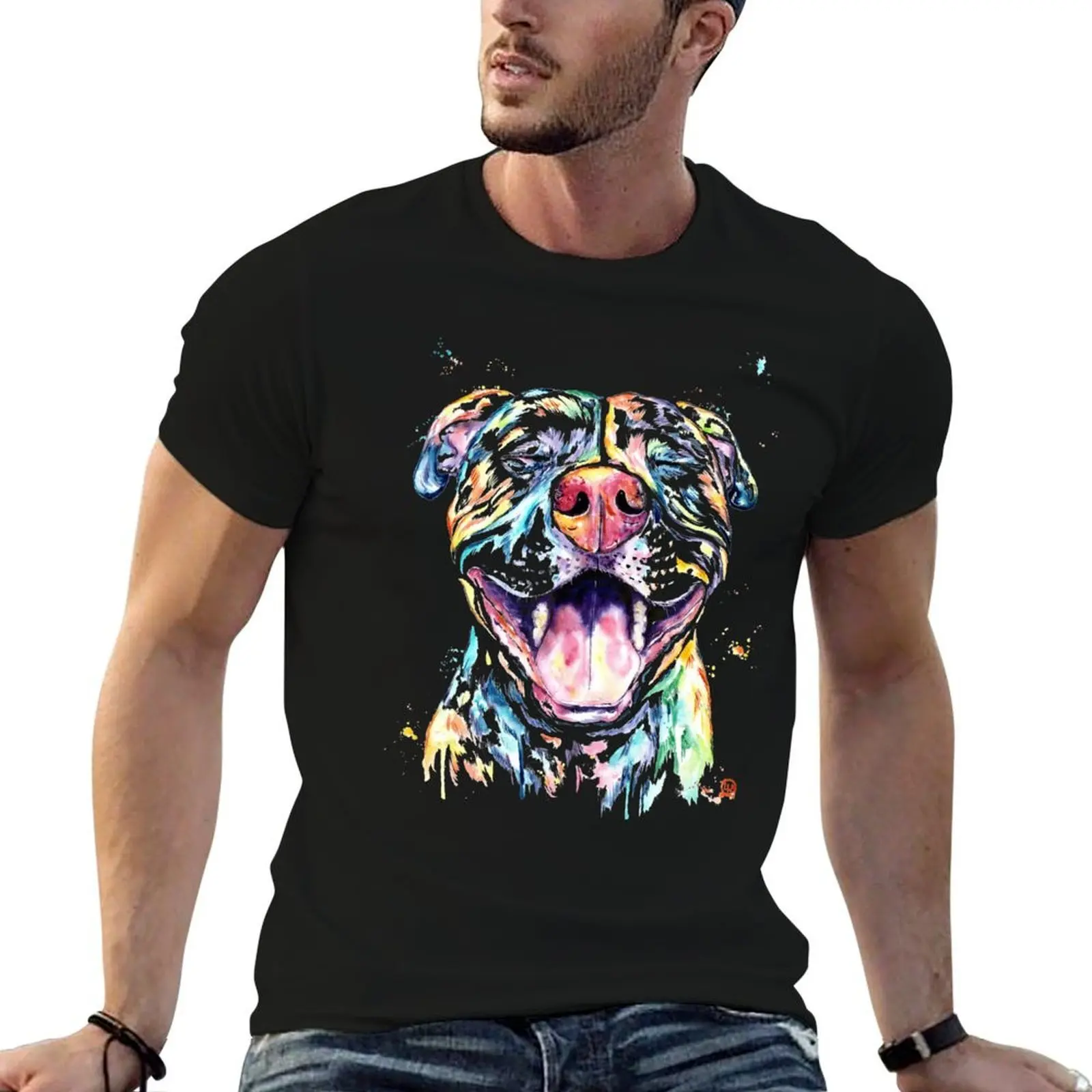 Camiseta Tango The Smiling Pit Bull, camisetas divertidas de algodón para hombre, camisetas de algodón de diseñador, camiseta 100% para hombre