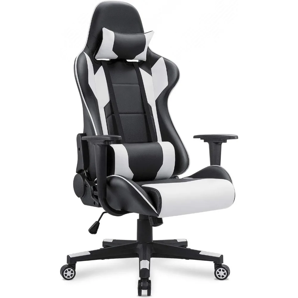 

Gaming Chair, High Back Computer Chair, Leather Office Chair, Ergonomic Adjustable Swivel, Headrests, and Lumbar Support