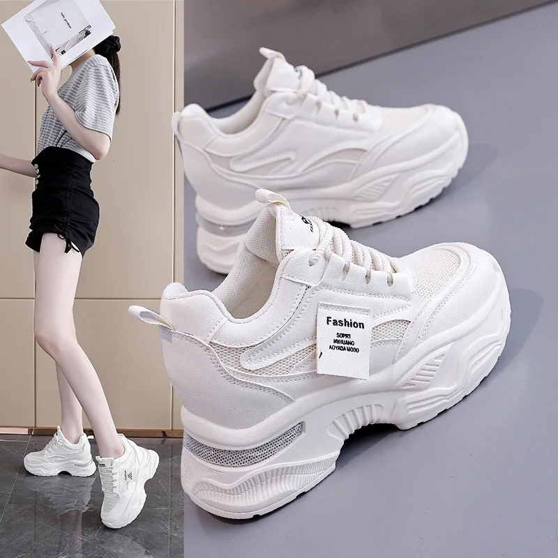 

Ladies Vulcanized Shoes Fashionable New Style with Increased Height and Thick Sole Sporty Dad Shoes Comfortable