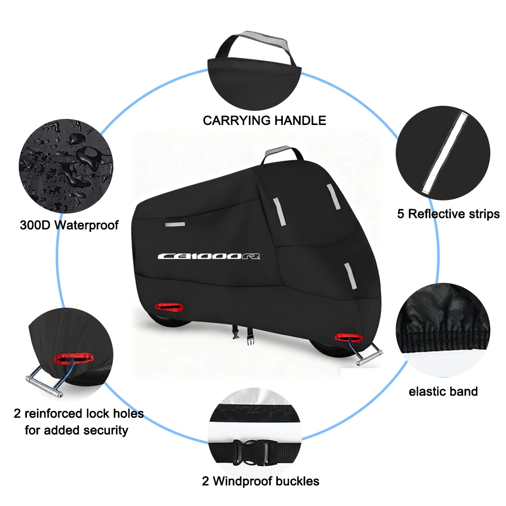 Motorcycle Cover 300D Oxford Waterproof Outdoor Indoor Protective Snow Dust UV Protection for CB1000R CB 1000R