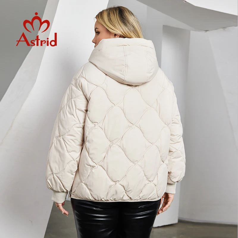 Astrid Women\'s Jacket Winter 2023 Plus Size Bio Down Jackets Hooded Quilted Cotton Coat Women Parka Female Clothing Split Hem