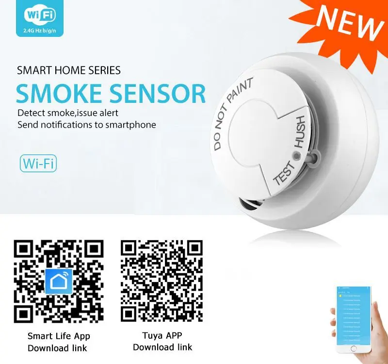 Tuya สมาร์ท WIFI เครื่องตรวจจับควัน APP ควัน Sensor Fire Alarm ระบบความปลอดภัย