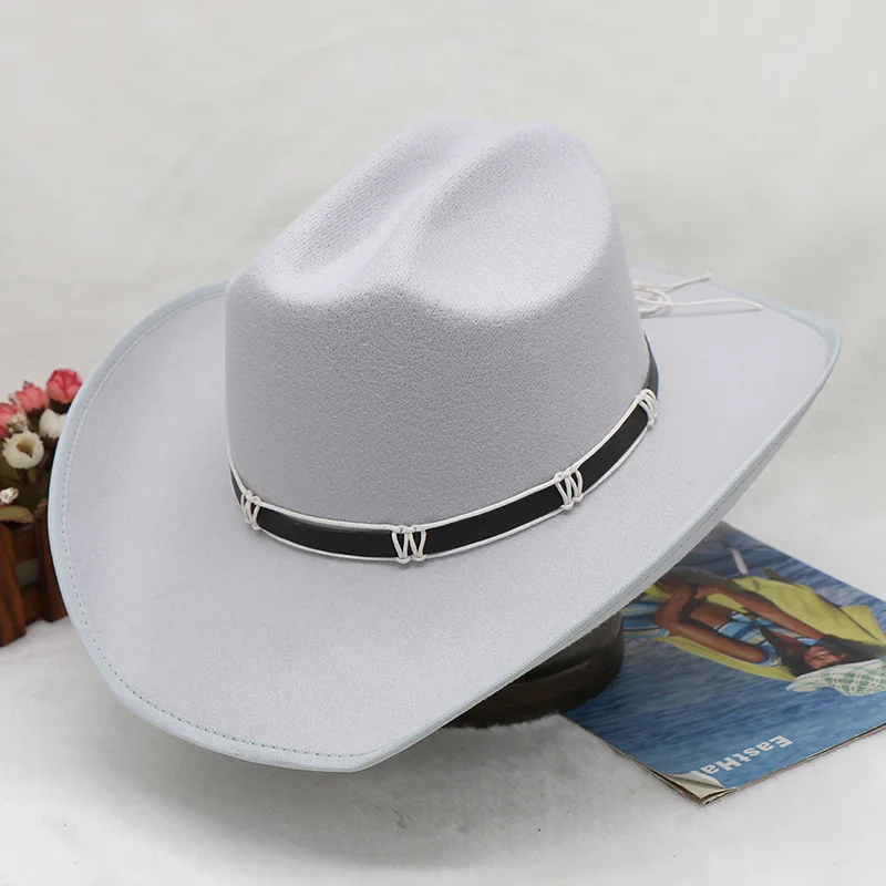 

Autumn And Winter Tie Rope Belt Men And Women Knight Wool-like Hump Adjustable Western Cowboy Hat