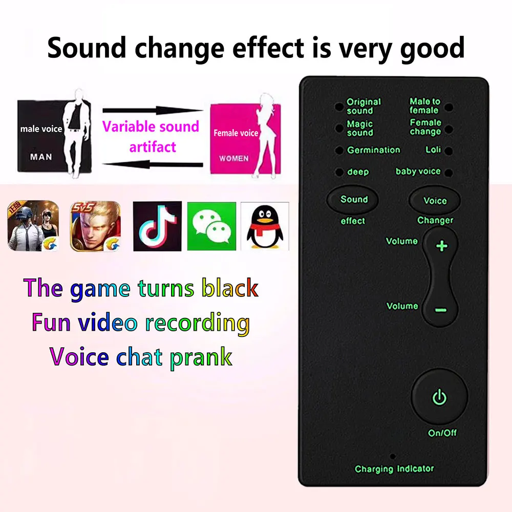 Voice Changer 7 Different Sound Changes Portable Voice Amplifiers for PS4 Xbox Console PC Phone Tablet Sound Card 7 Change