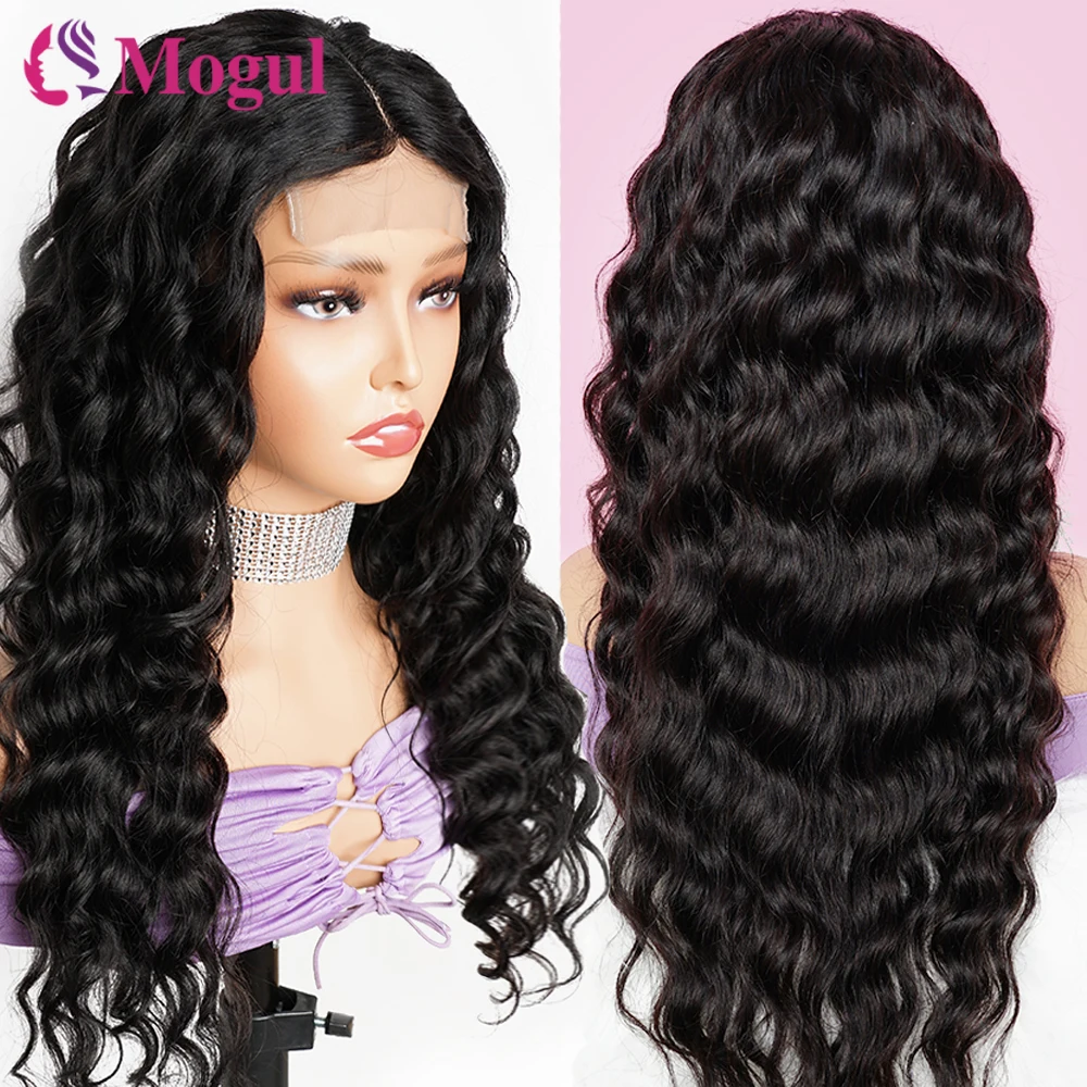 180% Density Loose Deep Wave 13x4 Lace Front Wig Natural Color Transparent 4x4 Lace Closure Wig Remy Human Hair Wigs For Women