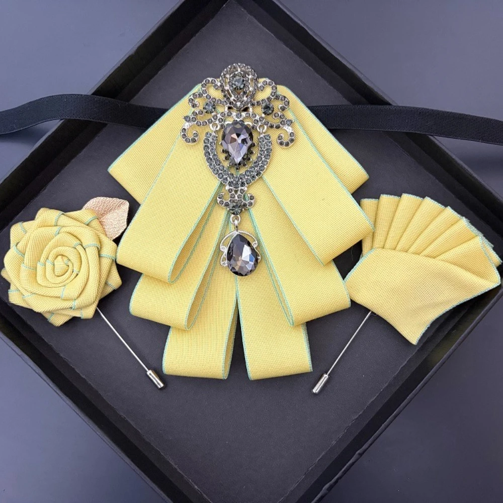 New Original Men's Bow Tie 3-piece Set Men's and Women's Business Banquet Wedding Suit Shirt Accessories Handmade Jewelry Gifts