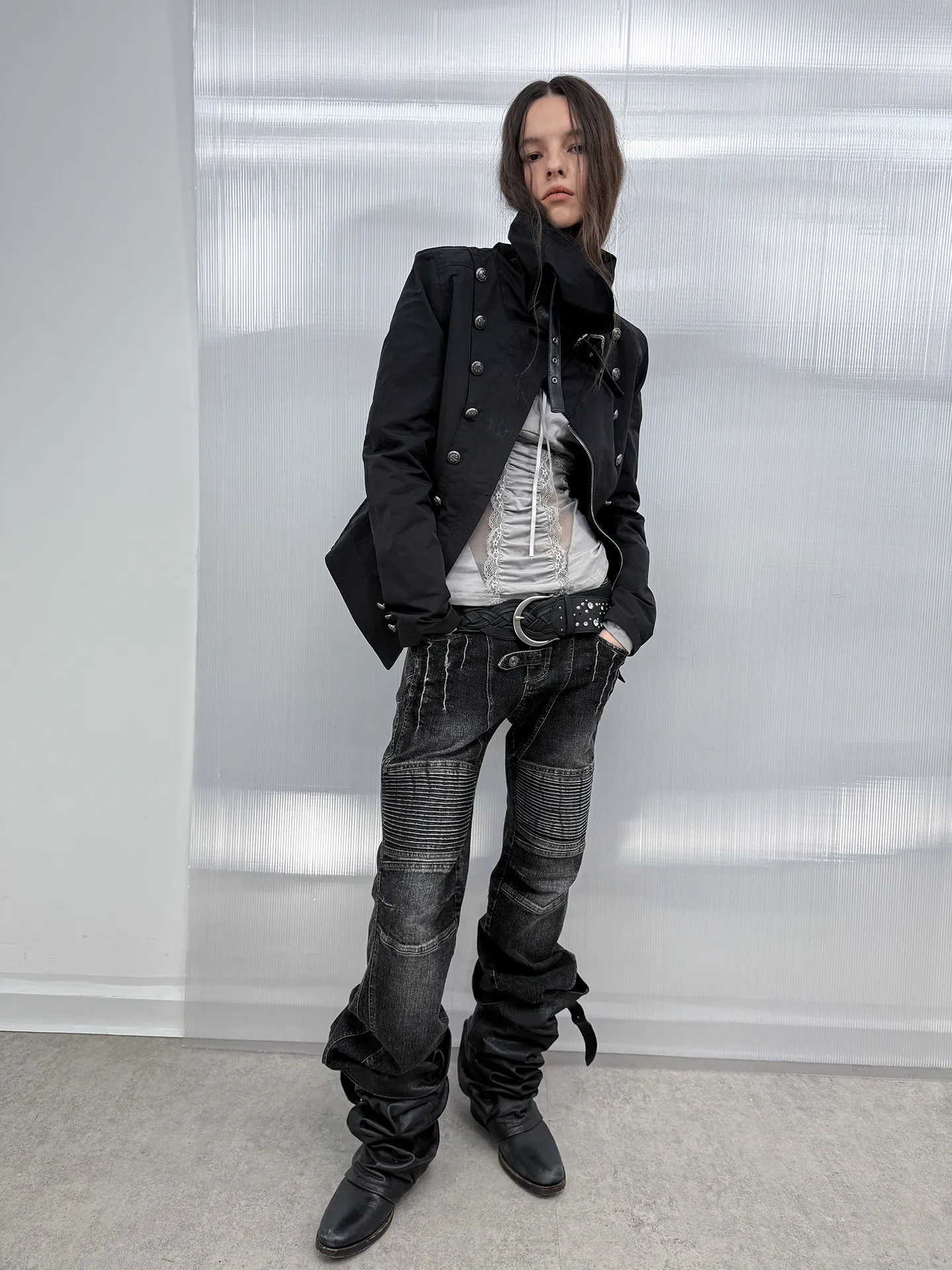 Women's Low Waist Motorcycle Style Jeans Casual Pants Retro Washed High Street Hip Hop Pants Gothic Slim Jeans