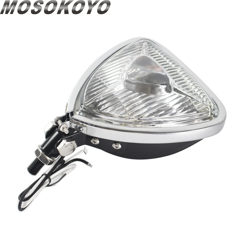 Vintage H3 12V Aris Style Triangular Headlight For Halrey Sportster 48 Custom Chopper Bobbers Cafe Racer Old School Head Lights