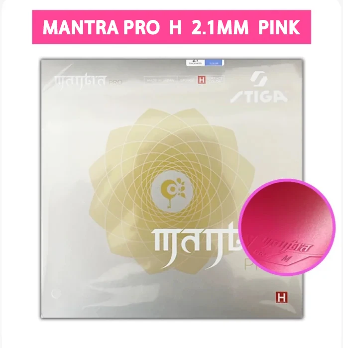 STIGA MANTRA PRO M/H Kleurrijk Tafeltennisrubber, niet-klevend, met een medium harde topsheet en een cake-spons.