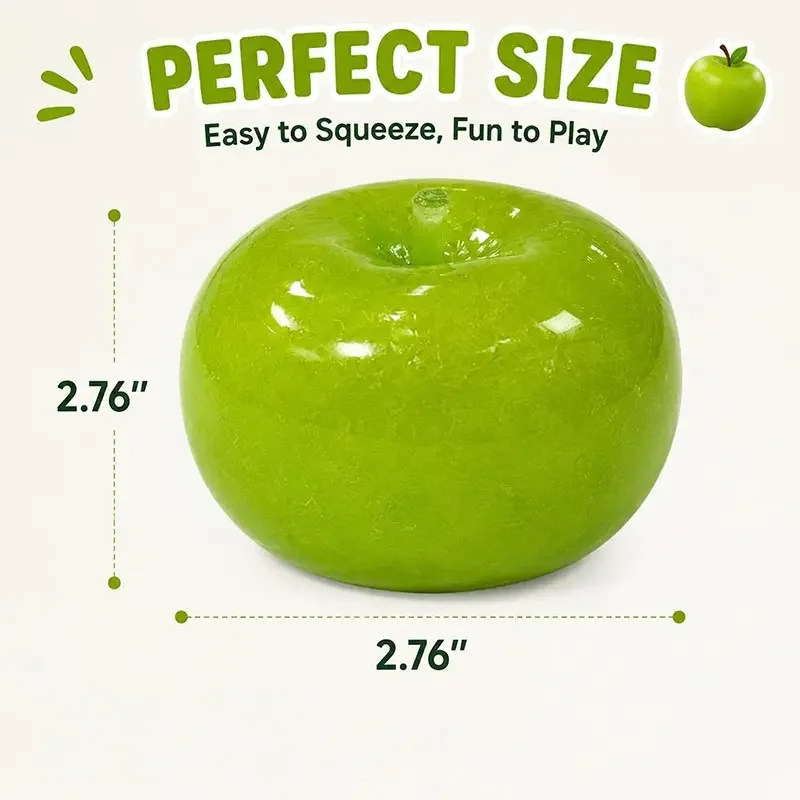 Green Apple Slushie Squishy Fidget Toy Crunchy Moldable Non-Bounce Sensory Stress Reliever Medium Grip Strength Slow Rising Gift