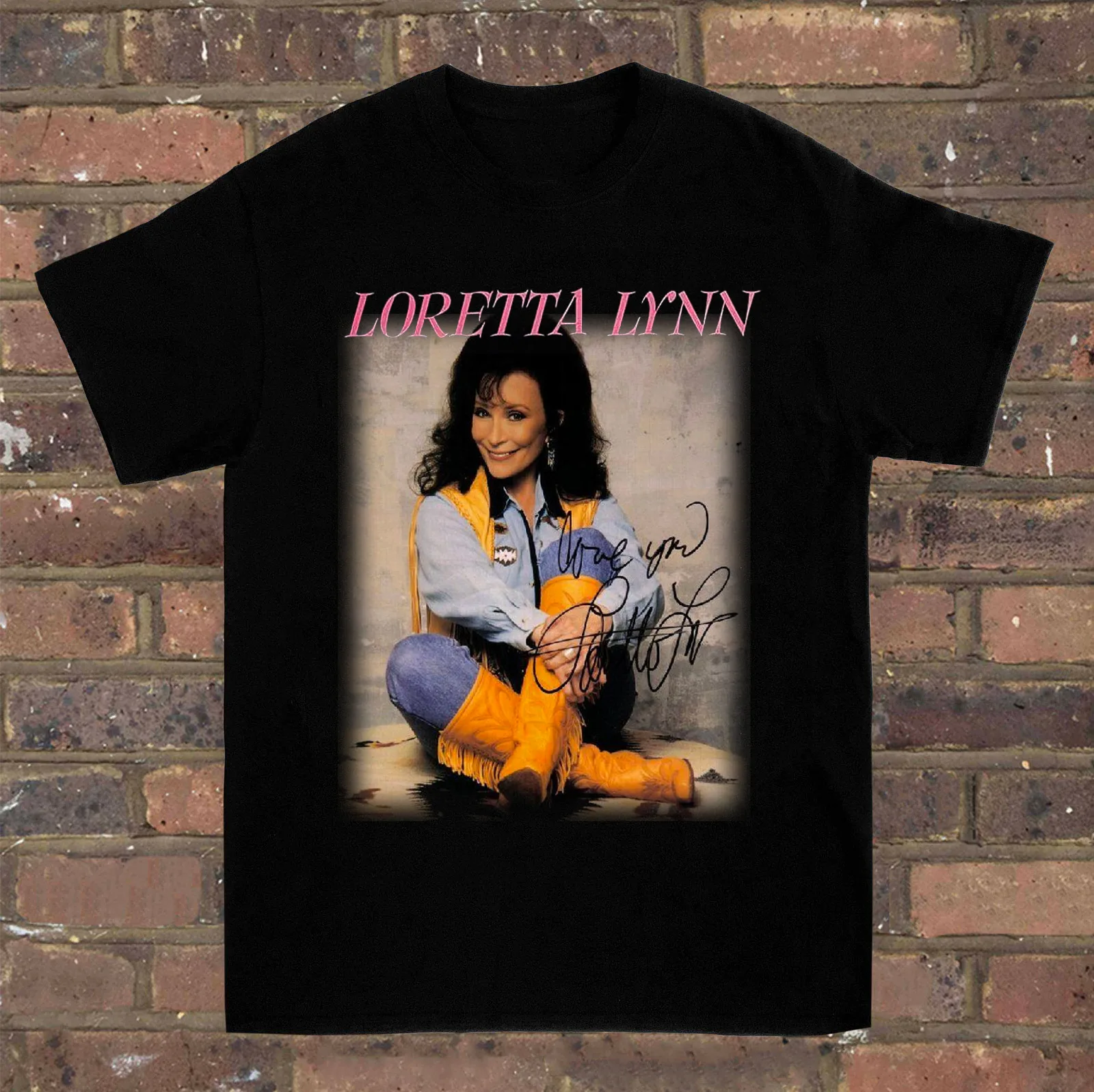 Loretta Lynn Signed Short Sleeve Unisex Black All Size T- Shirt