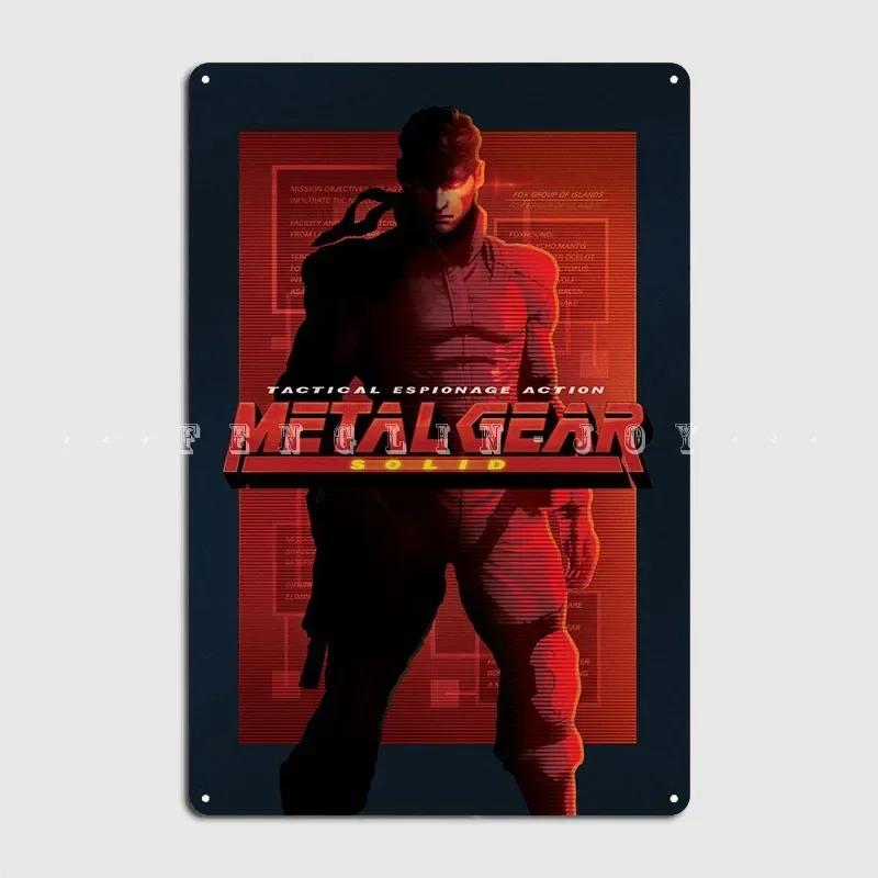 Metal Gear Solid Red Alert Metal Plaque Poster Mural Painting Retro Pub Garage Tin Sign Posters