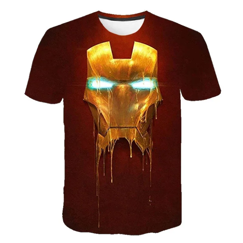 Disney-camisetas informales de película de Iron Man para niños y niñas, camisetas 3D de manga corta con gráfico Harajuku, ropa de dibujos animados, 2024