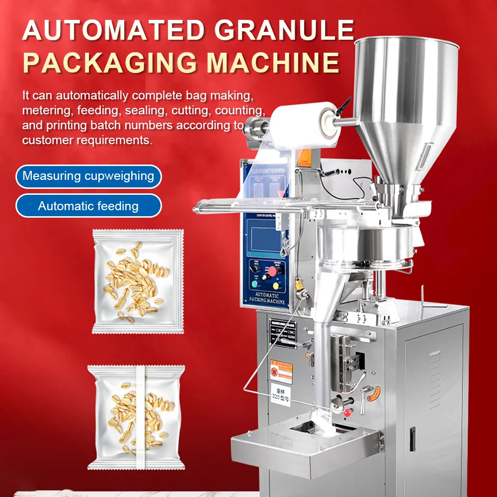 Multi-function Pneumatic Sachet Pouch Rice Film Flower Tea Chip Grain Chocolate Back Seal Rotating Cup Filling Packing Machine