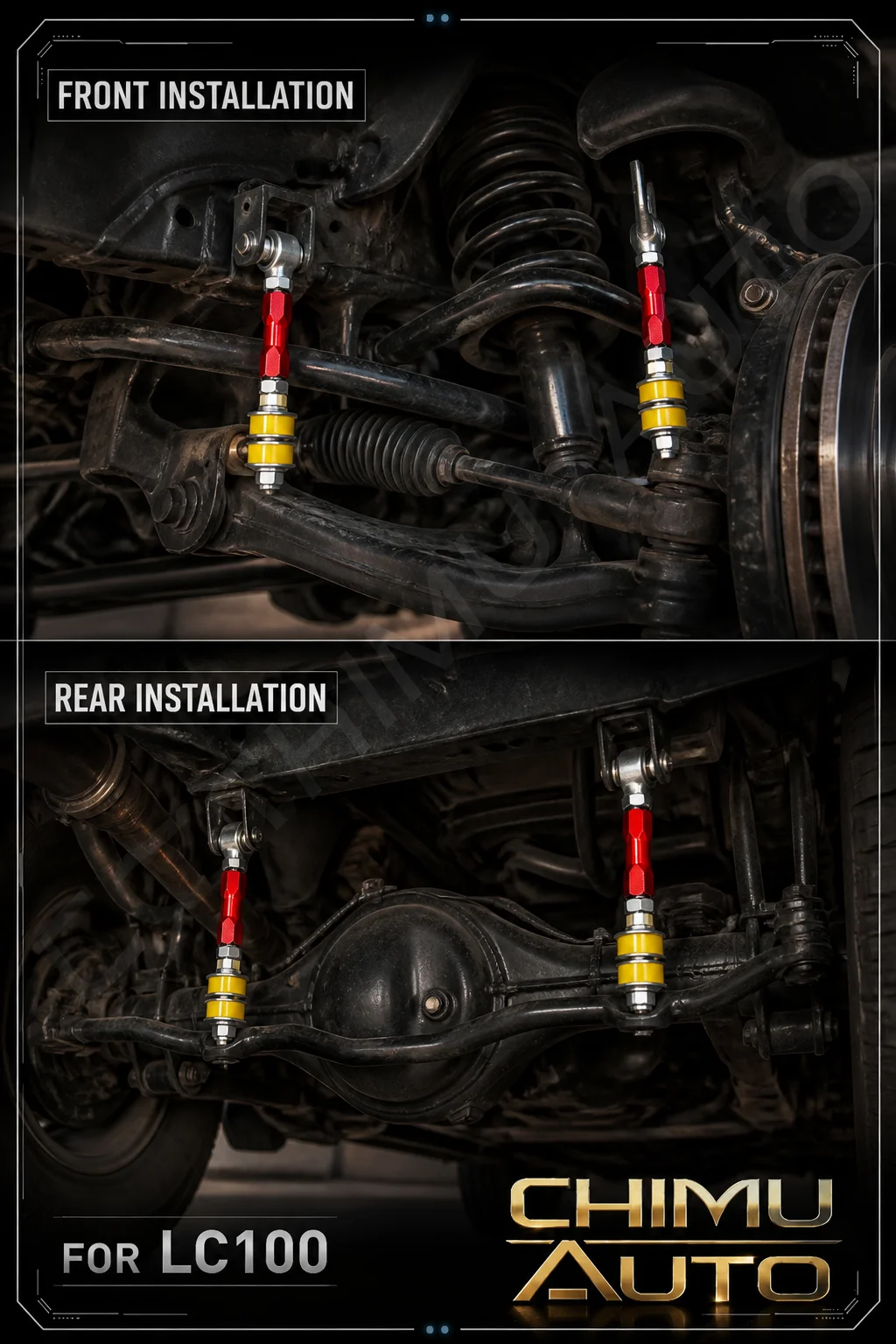 【CHIMU AUTO】For Toyota Land Cruiser LC100 Adjustable Sway Bar End Links Reinforced Steel 4pcs Set
