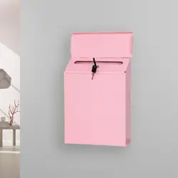 Wall Mounted Mailbox Pink with Key Easy to Use Large Capacity Mail Box Letter