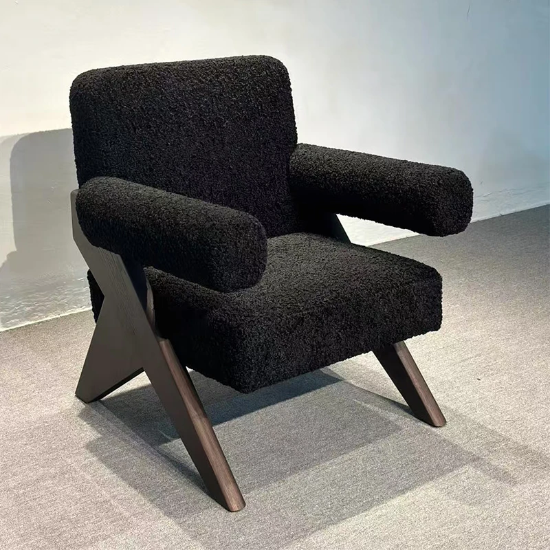 

Wabi Sand retro ash wood lamb wool back leisure chair