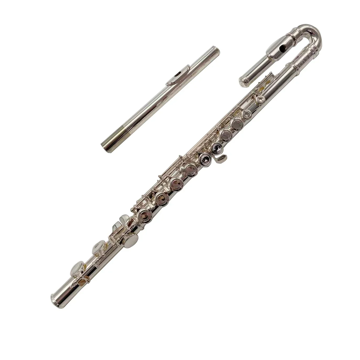 White Brass Material  High Quality Easy Playing Student Two Headjoint Flute for Professional