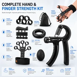 5-60Kg Adjustable Grip Strength Trainer with Finger Exerciser Hand Grip Strengthener for Muscle Building and Injury Recover
