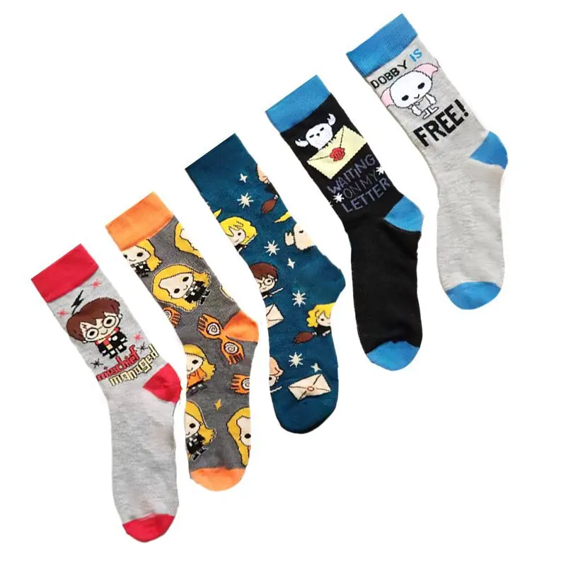 Men\'s and Women\'s Cotton Four Seasons Cartoon Tide Socks Harryy Potter Cosplay Stockings Hermione Luna Dobby Socks Gifts