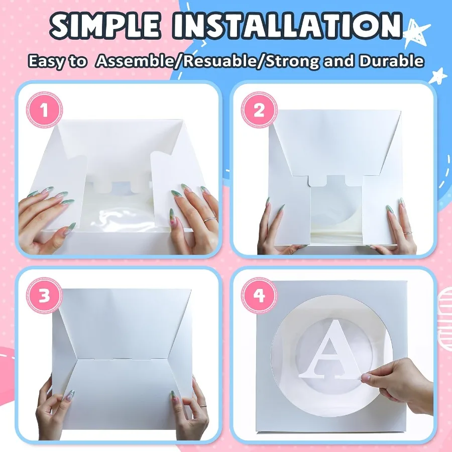 صناديق أطفال مع ليت لاستحمام الطفل، صناديق بالونات صغيرة بيضاء شفافة مع 4 أحرف للأولاد أو البنات، زينة تكشف عن الجنس B