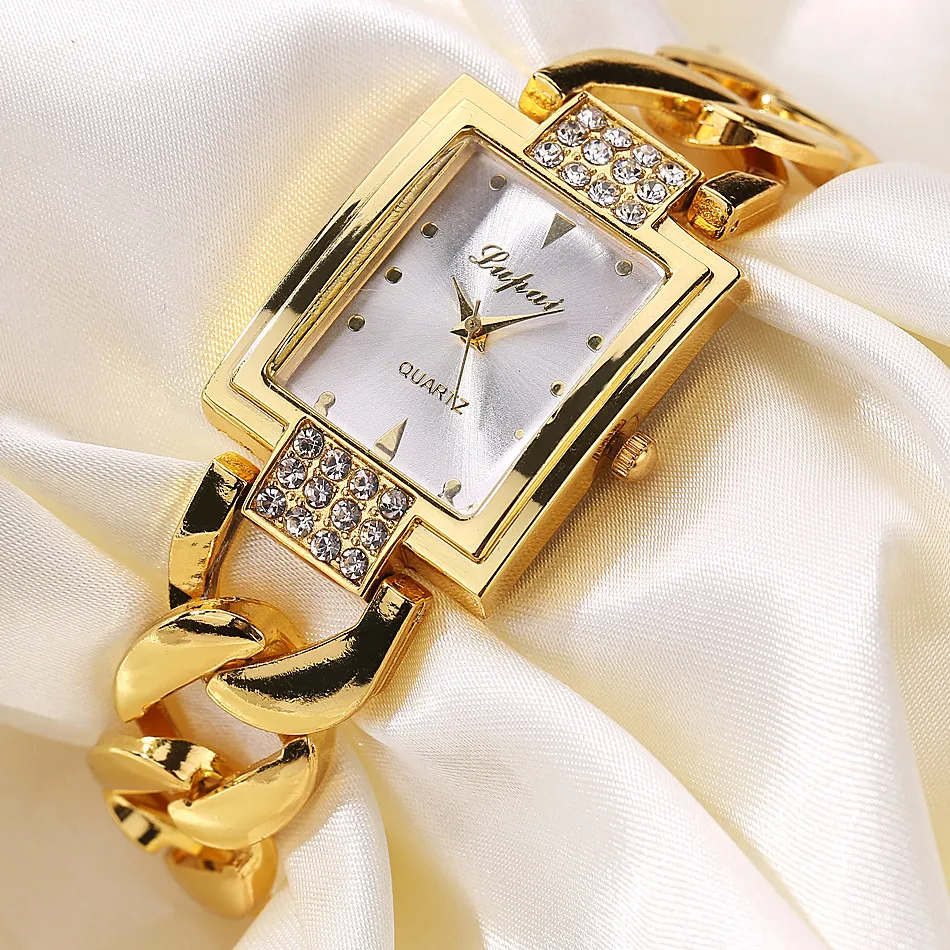 

Watch For Women Fashion Gold Small Square Dial Quartz Watch Luxury Diamond Inlaid Steel Band Women'S Wristwatch Relogio Feminino