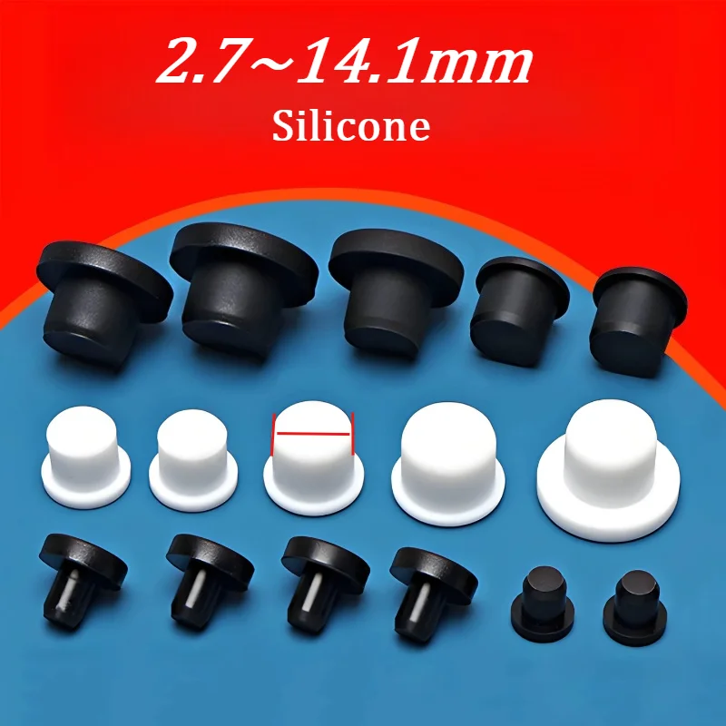 White/Black Rubber Plug 2.7~14.1mm Silicone Inner Hole Stopper Threaded Plugs Cover Nut Cap Round T-plug  Concealed Plugs