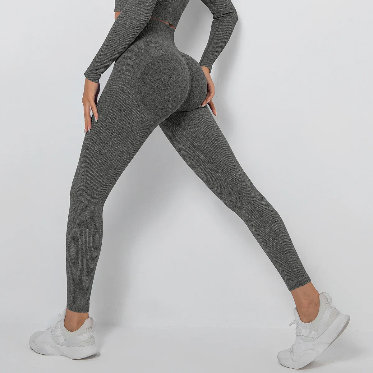 Leggings fitness sportivi da donna Pantaloni da yoga solidi sexy elastici a vita alta Allenamento da corsa Palestra Leggings traspiranti ad asciugatura rapida Donna