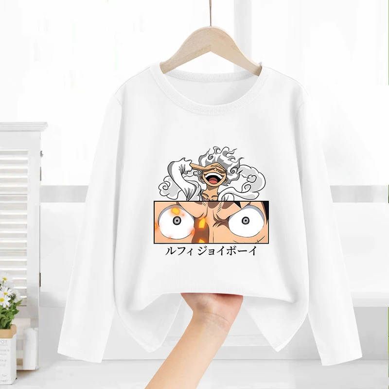 One Piece Long Sleeves Anime Printed Tops Base Layer Shirt Boy Girl T-shirt  Fashion Pullover Children Tee Spring Autumn Clothes view 6