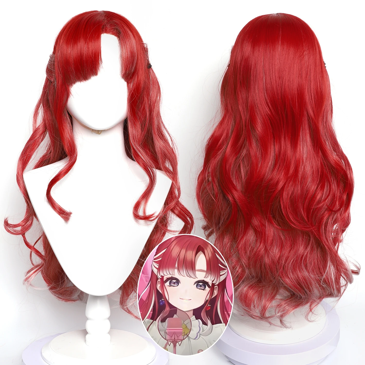 

Парик для косплея Nijisanji Virtual VTuber Saotome Berry, аниме-парик, женский бордовый аниме-игровой парик для ролевых игр, длинный синтетический парик