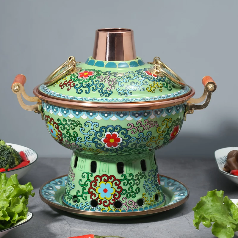 Copper Hot Pot Enamel Hot Pot with The Same Single Self-service Environmental Protection Oil Small Fire Boiler