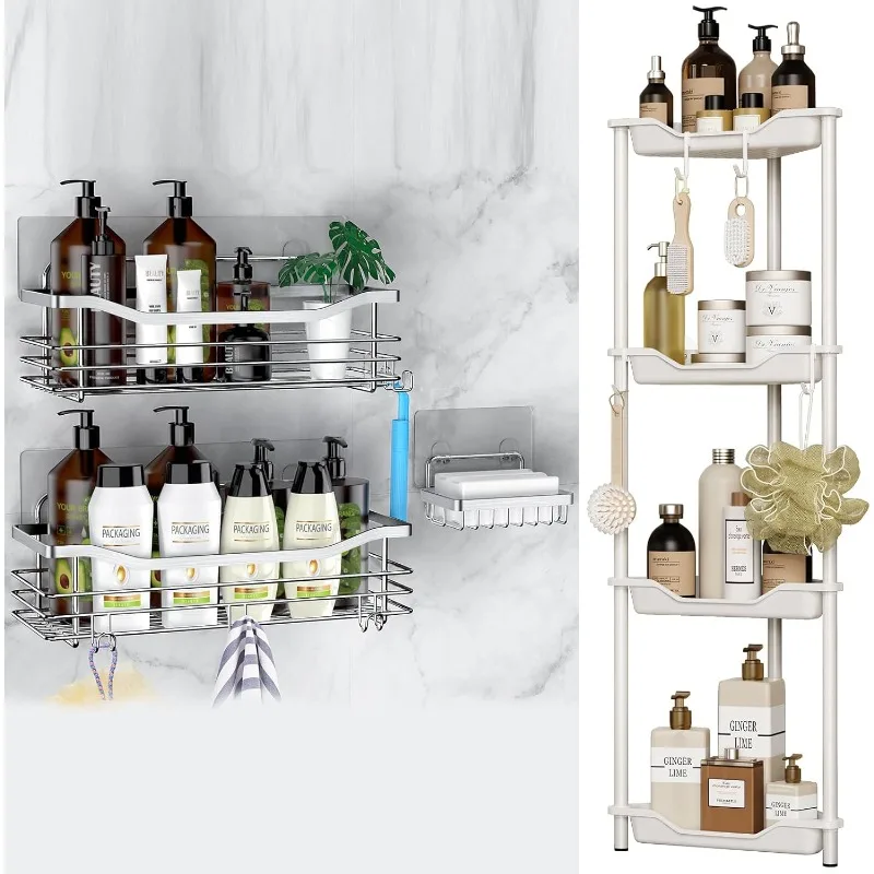 

Caddy Bundle with Floor Stand for Hanging and Sponge Bathroom Basket Adhesive Shelf Storage