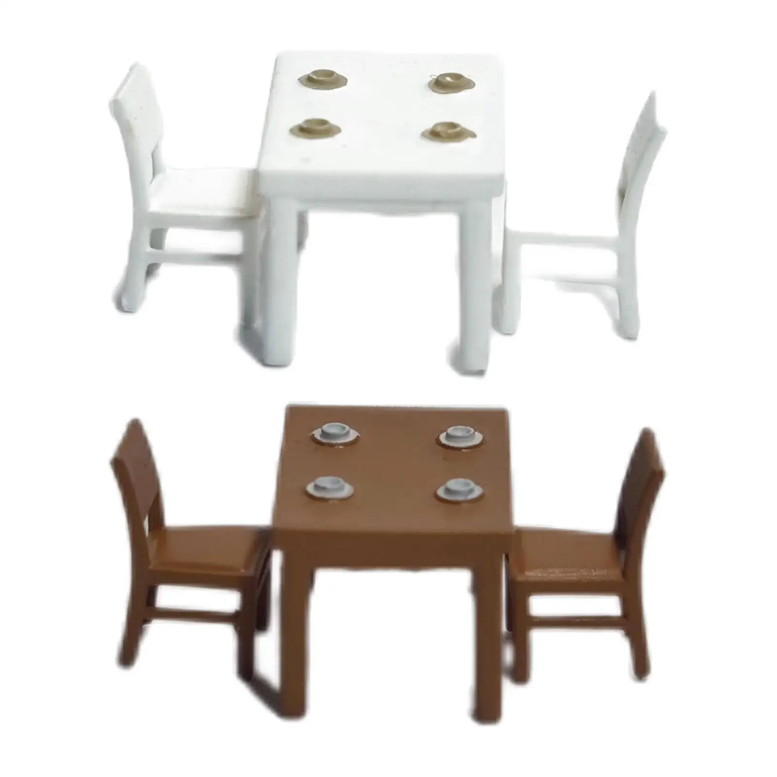 3 Pieces 1:64 Dollhouse Furniture Miniatures Furniture Set Table and Chair Model