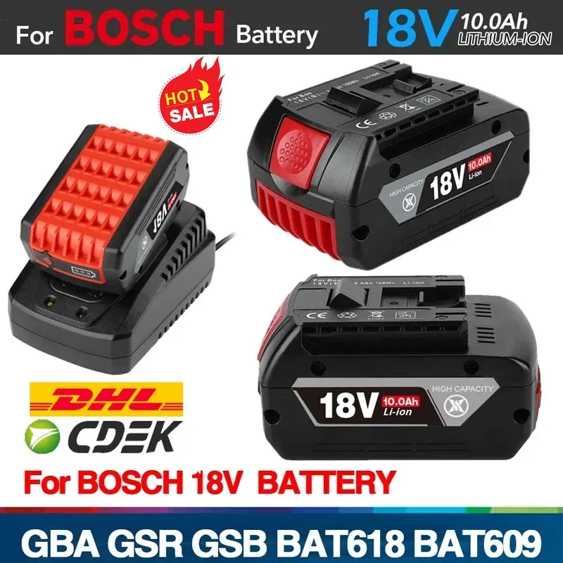 

for Bosch 18V 10Ah Rechargeable Li-ion Battery For Bosch 18V Power tool battery replacement with LED & for Bosch quick charger