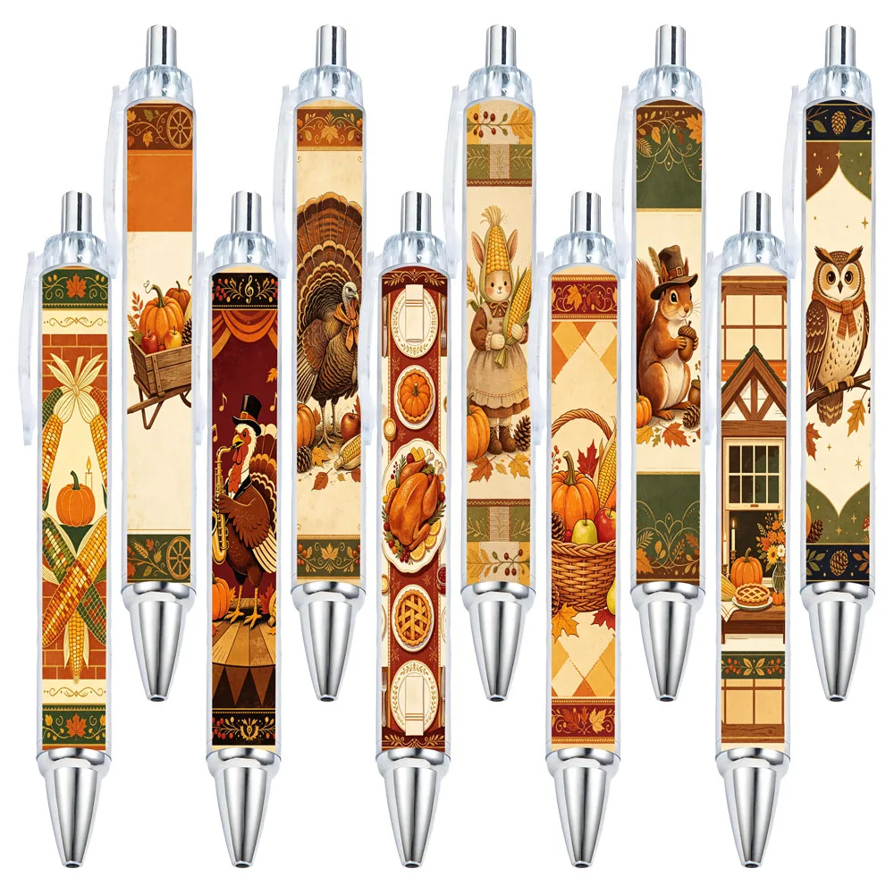 8PCS/16PCS retro Thanksgiving element ballpoint pen