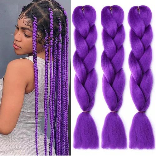Imagen 2 del producto 3 uds pelo trenzado púrpura preestirado trenzas Jumbo rosas pelo trenzado ombré pelo sintético de ganchillo rosa púrpura mujeres africanas