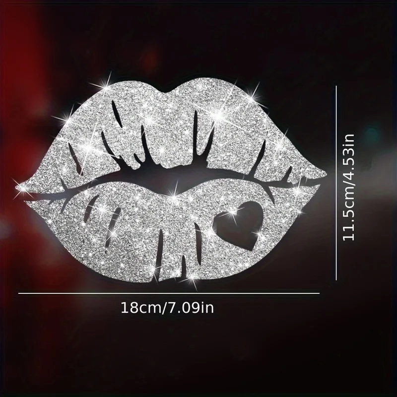 Heart Pattern Lip Stickers Sparkling Sexy Lip Print Window Glass Decals for Home Door, Makeup Mirror, Farmhouse Wall Stickers