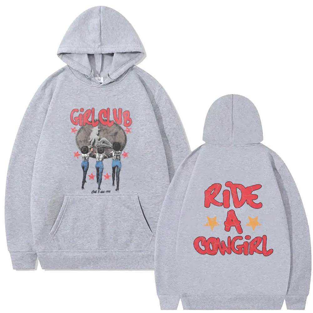 Girl Club Ride A Cowgirl Hoodie Men Women Clothing Cartoon Art Aesthetic Sweatshirt Male Vintage Casual Fleece Cotton Hoodies