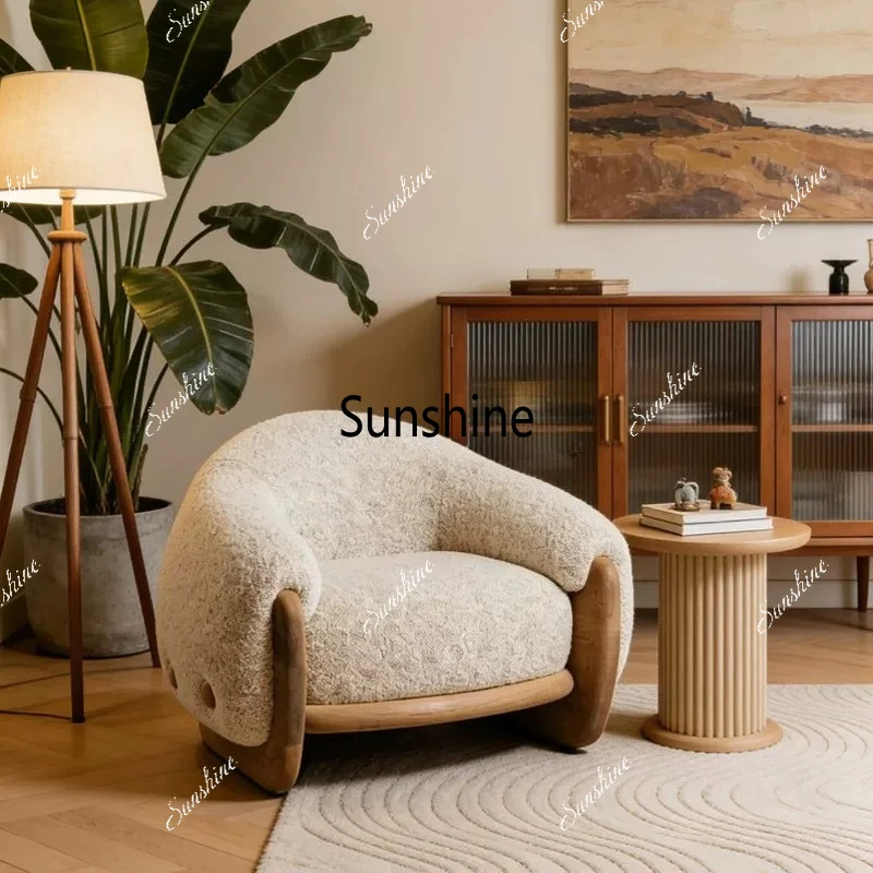 Cream wind single sofa chair retro living room club lazy leisure chair