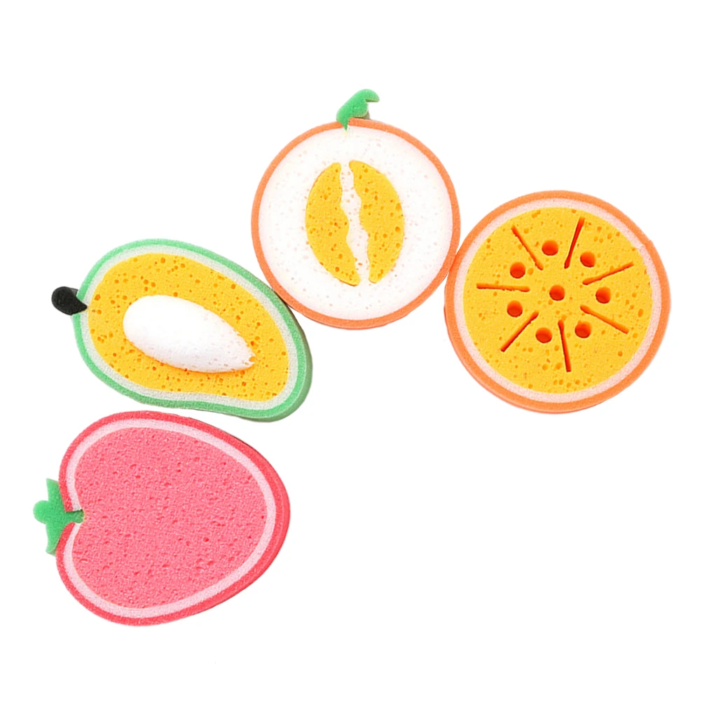 

4 Pcs Dish Sponges Scrub Cleaning Scouring Pad Fruit Shape Kitchen Scrubbers Towels