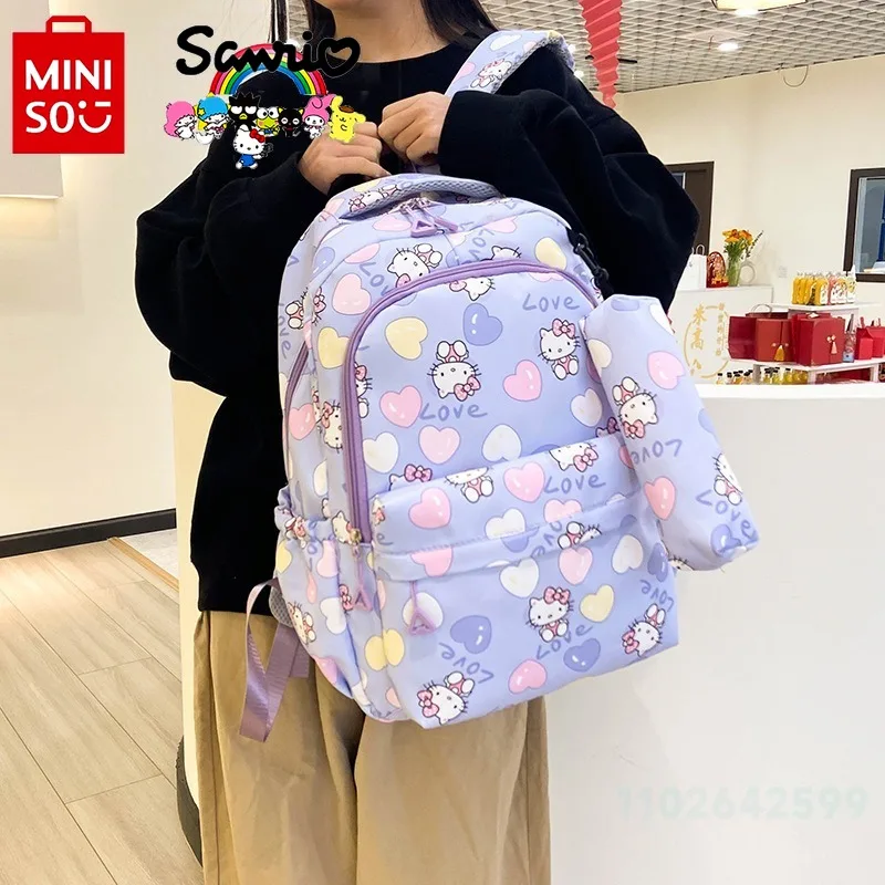 MINISO 2024 New Women's Backpack Fashionable High Quality Girl Backpack Cartoon Small Fresh Large Capacity Student Backpack