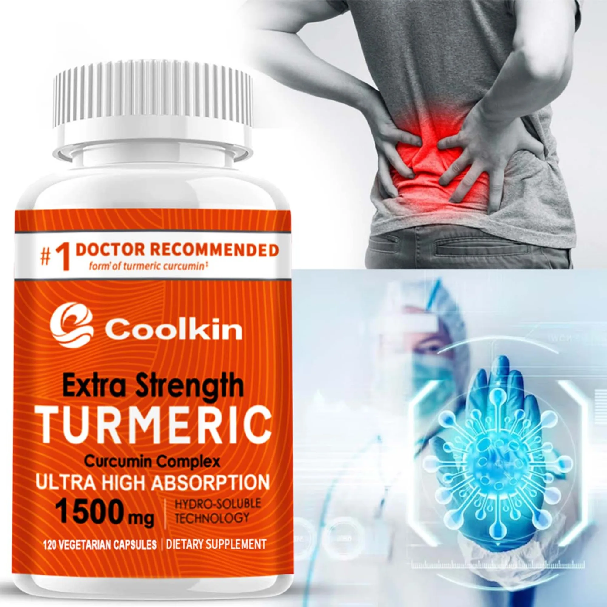 

Turmeric Curcumin - Helps Maintain Joint Health, Strengthen Bones, Relieve Pain, and Increase Energy Levels - 120 Capsules